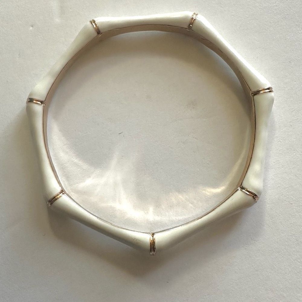 White enamel bamboo bangle bracelet
